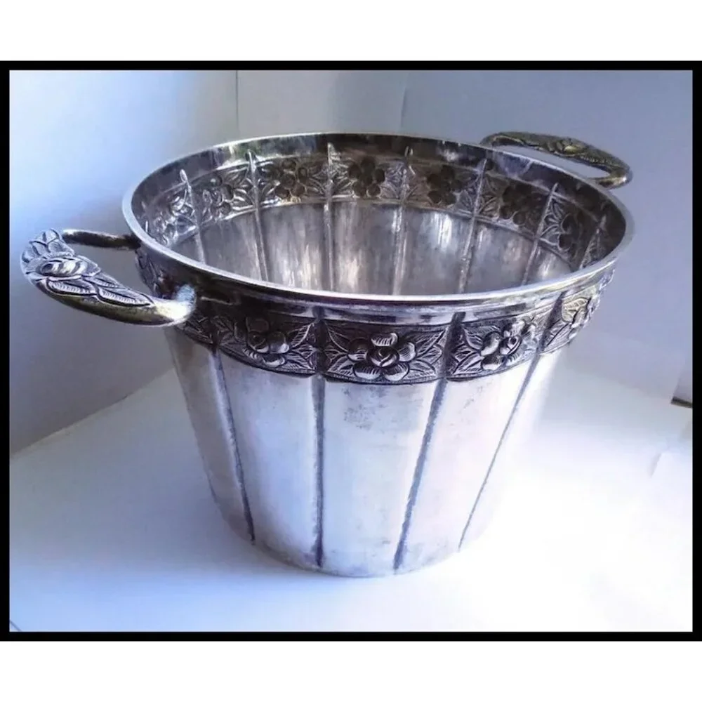 Vintage Mexican Sterling Silver Ice Bucket Signed Vigueras - 769.7 grams